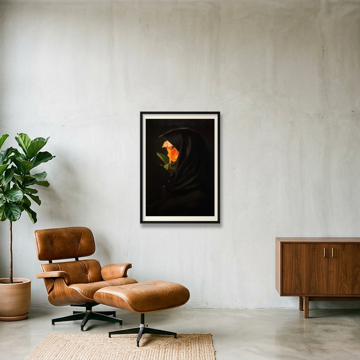 El misterio de las flores — 59×84cm, 23×33" Black Frame